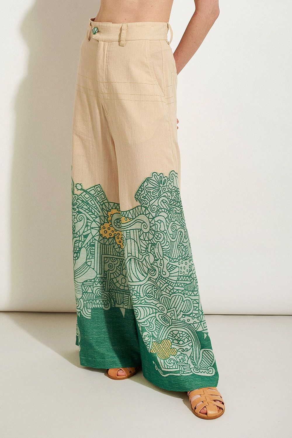 iris pants with labyrinth green top detail