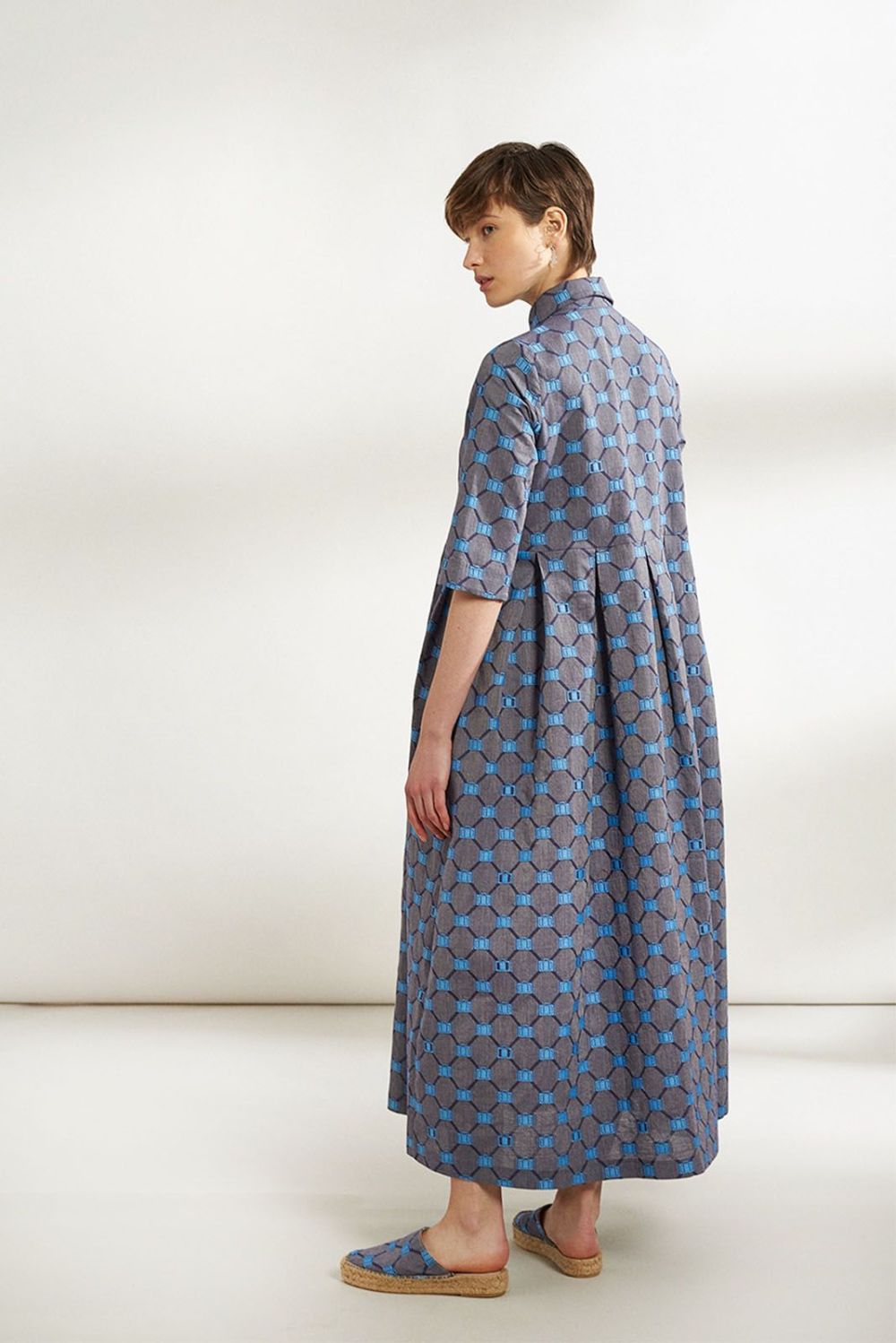 zoumboulia pleated dress made of woven on the loom cotton
