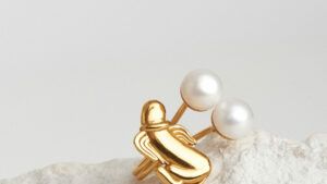 winged phallus earring white pearl