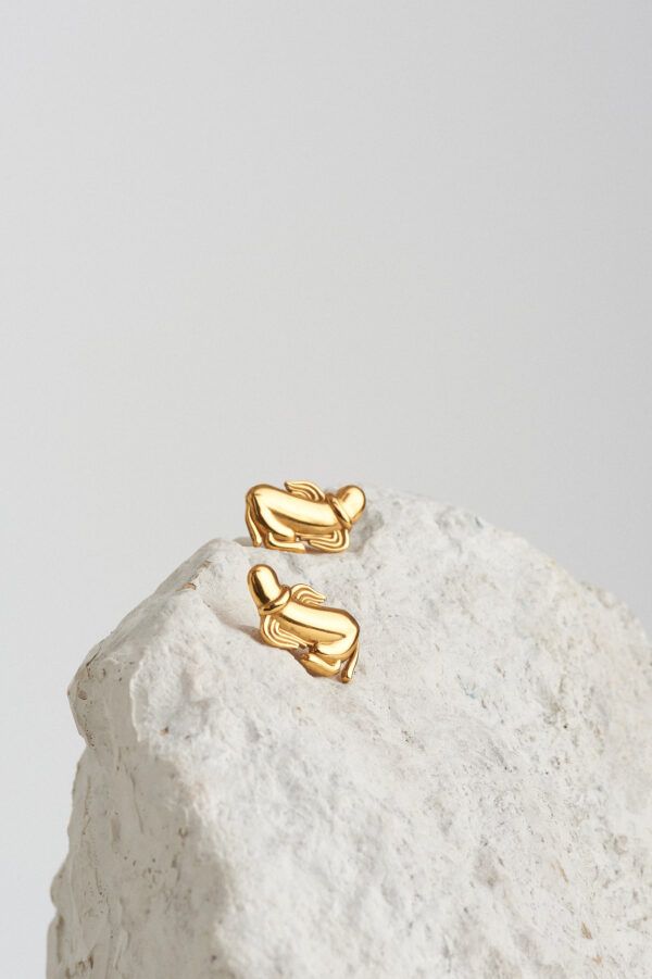winged phallus earrings gold