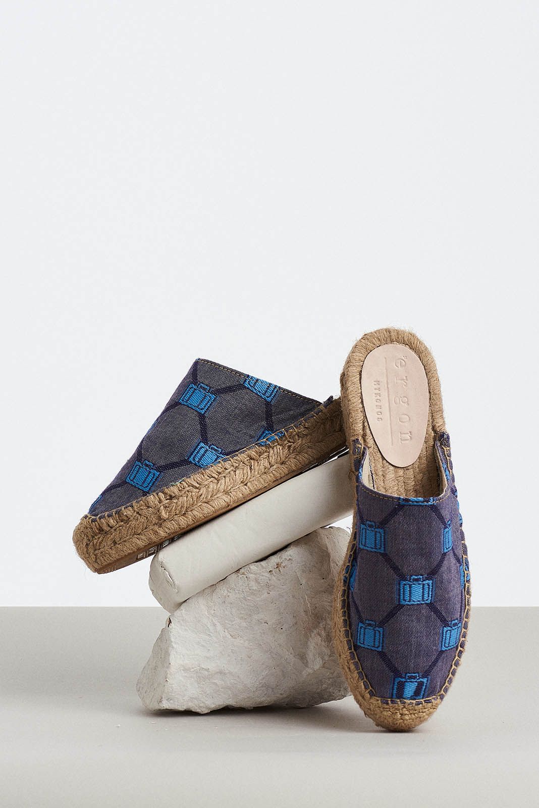 blue chequered slippers