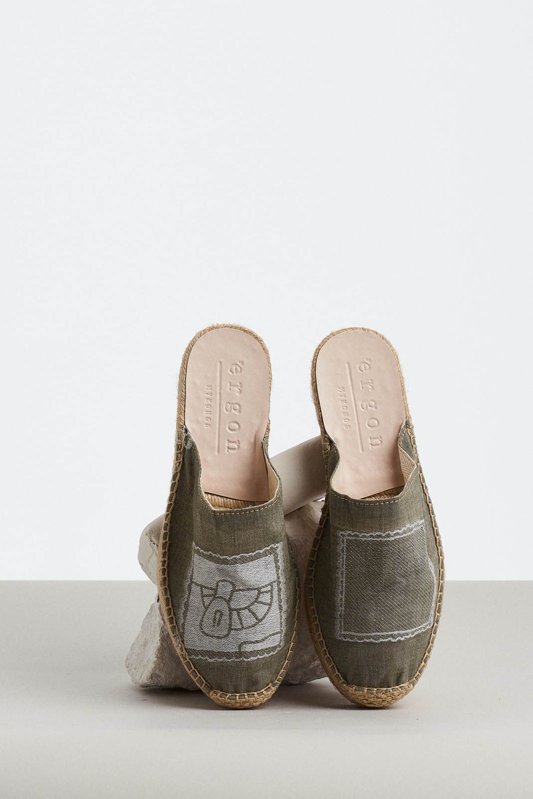 khaki quilt slippers front