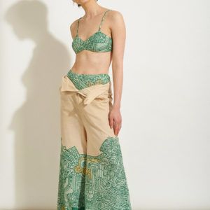 green labyrinth outfit with iris pants