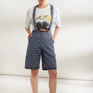 louza bermuda in blue with dungarees and tshirt