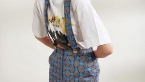 louza bermuda in blue with dungarees and tshirt