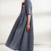 zoumboulia pleated dress spinning made of woven on the loom cotton
