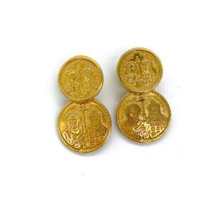 Gold plated byzantine coins earrings