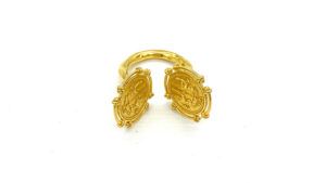 Gold plated double coin ring