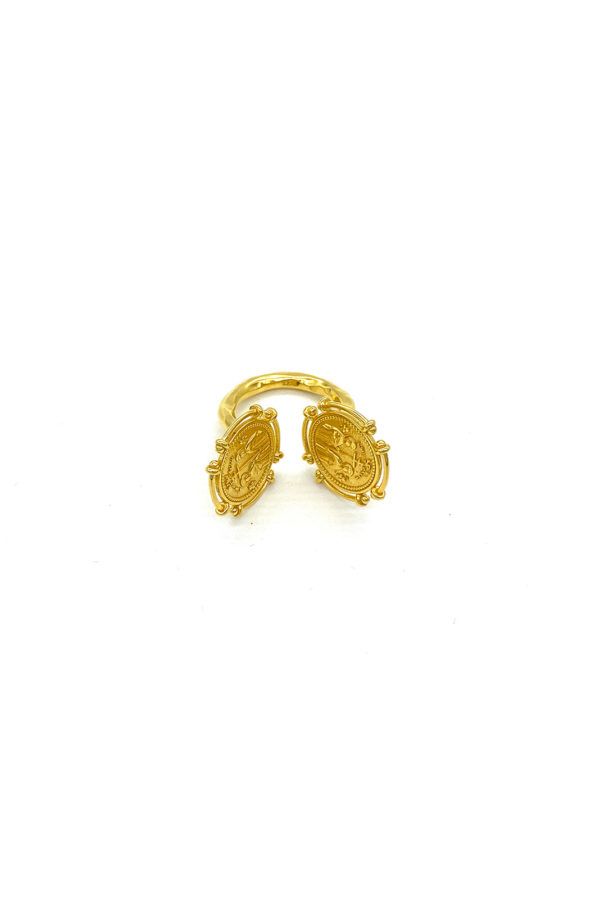 Gold plated double coin ring