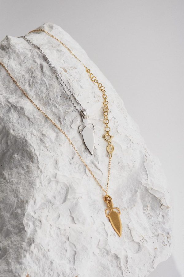 Gold and silver plated amphora necklace