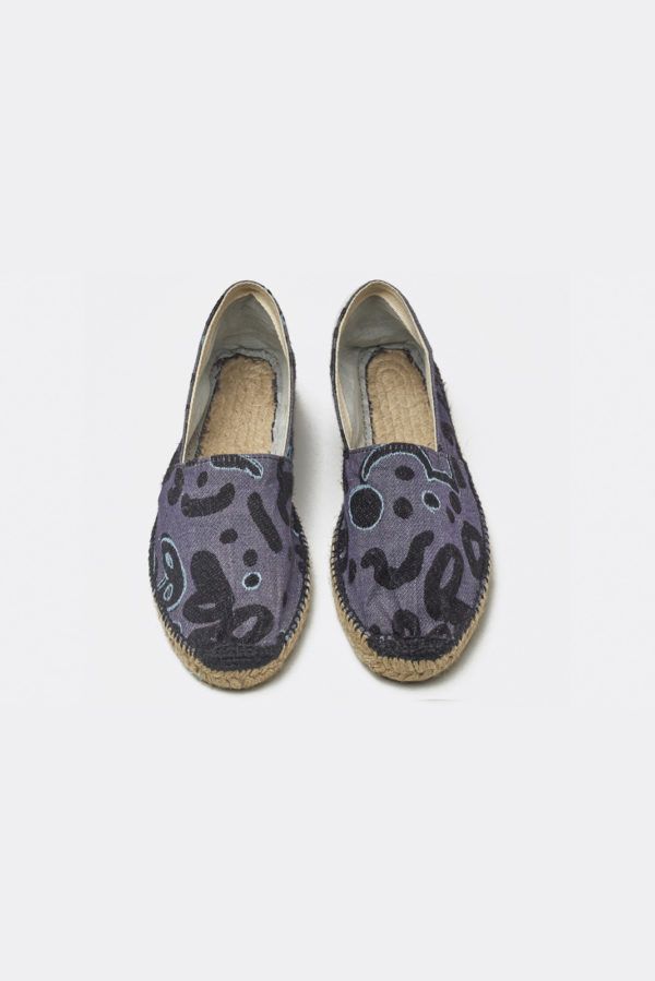 Purple espadrilles with wooven mosaic