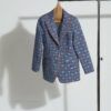 militsa jacket in chequered pattern in blue