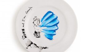 Dessert porcelain plate nike blue
