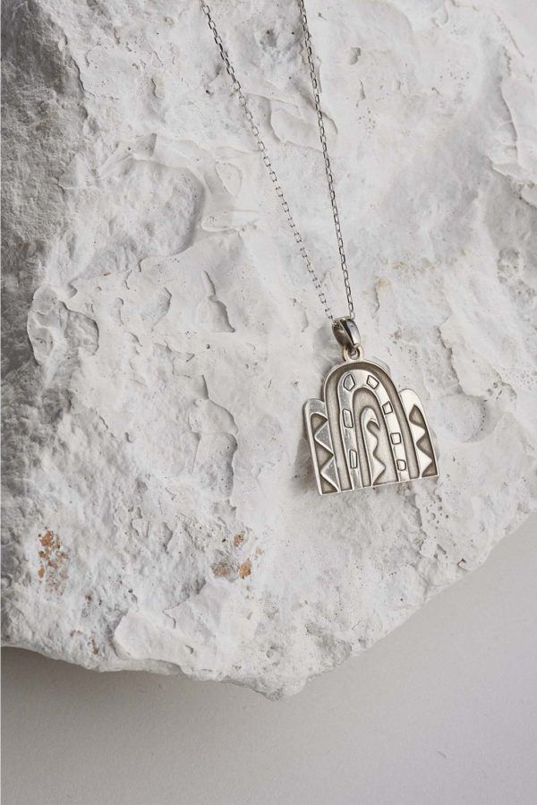 cactus necklace in silver