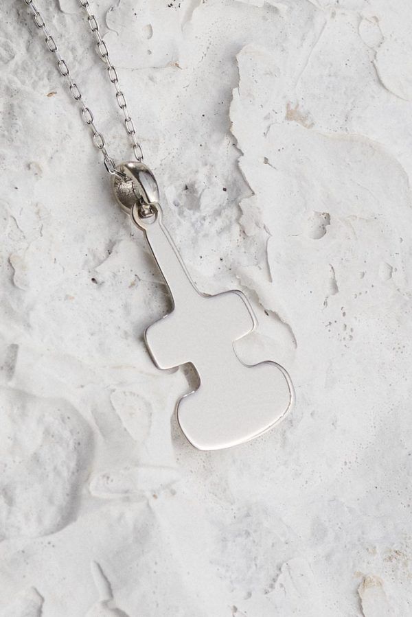 violin necklace in silver close-up