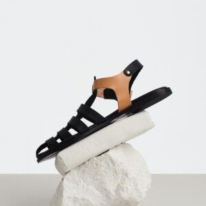 ancient greek sandals black natural